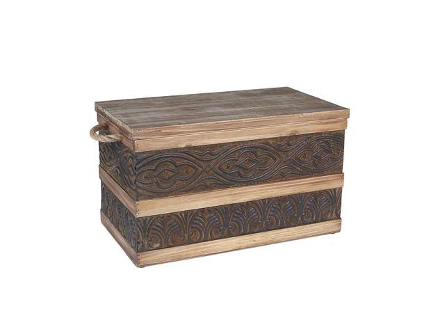 Household Essentials Decorative Metal Banded Wooden Storage Trunk