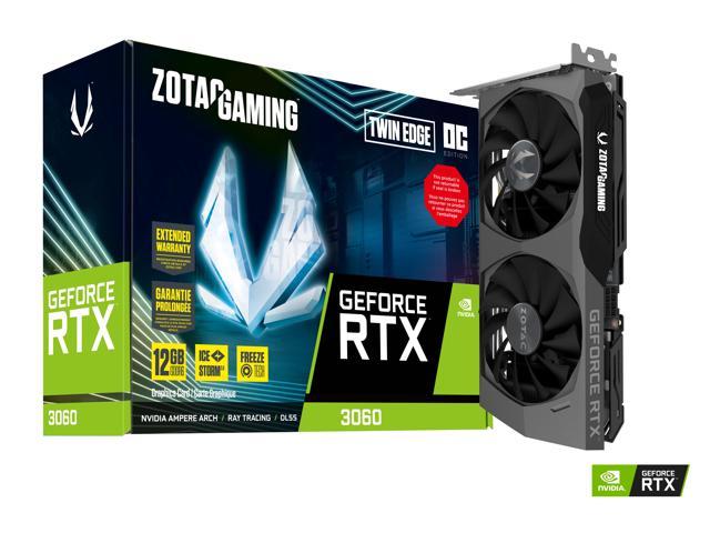 NVIDIA ZOTAC GAMING GeForce RTX 3060 Twin Edge 12G OC Graphics Card 12GB  GDDR6 1807MHz Boost Clock 192bit Bus Width PCI Express 4.0x16 3xDisplayPort 