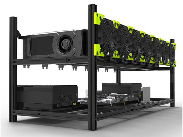 XuanYue 6-8 GPU Mining Case Stackable Mining Rig Open Air Frame Case with Four Fan Mount Frame Only 