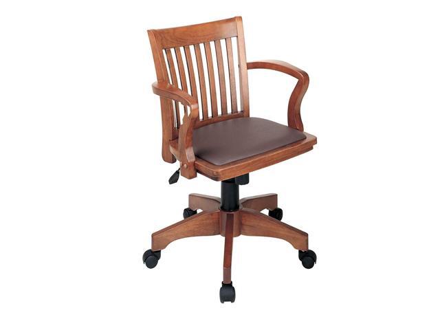 Office Star 108fw 1 Deluxe Wood Bankers Desk Chair With Brown Vinyl Padded Seat Fruit Newegg Ca