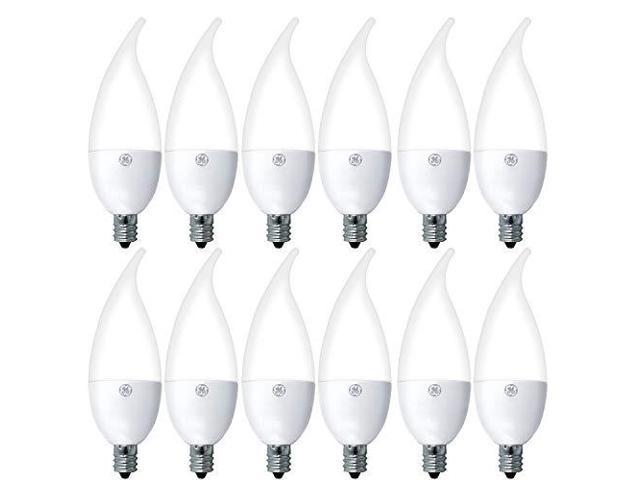 GE Lighting 28699 Dimmable Decorative Daylight LED 4.2 (40-watt Replacement), 300-Lumen Bent Tip Light Bulb with Candelabra Base, 12-Pack, Frosted