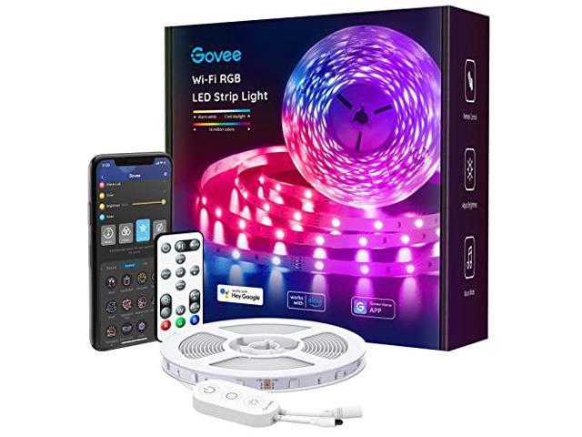 Govee Smart LED Strip Lights, 16.4ft WiFi LED Light Strip with App and Remote Control, Works with Alexa and Google Assistant, 64 Scenes and Music Sync RGB Lights for Bedroom, Kitchen, TV, Party