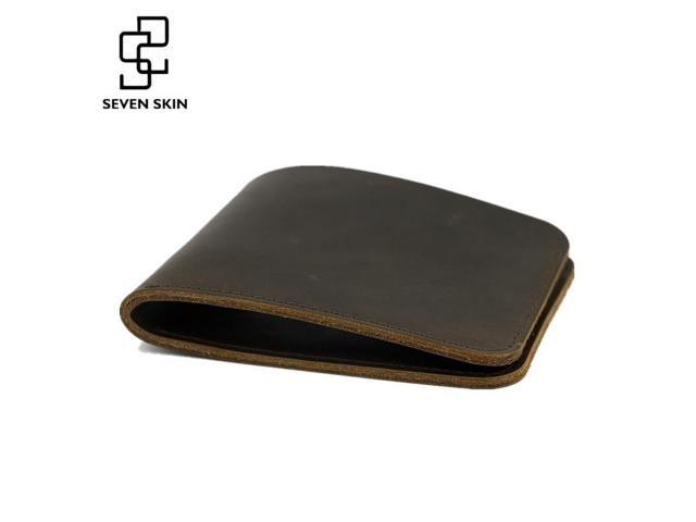 Men Retro Crazy Horse Genuine Cow Leather Bifold Wallet Purse Card Holder Pack