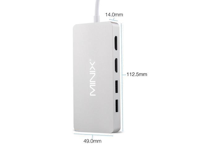 MINIX USB-C Hub Multiport Adapter with Dual HDMI Output, Adapter, 3 USB 3.0 Ports, Gigabit Ethernet Port,USB-C Charging Port, Micro SD/SD Card Readers for Apple MacBook/MacBook Pro. (Silver) DisplayPort Cables -
