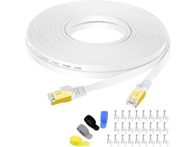 50FT CAT7 CAT 7 Flat Ethernet Cable LAN RJ45 Internet Router Patch Cord 50  Feet