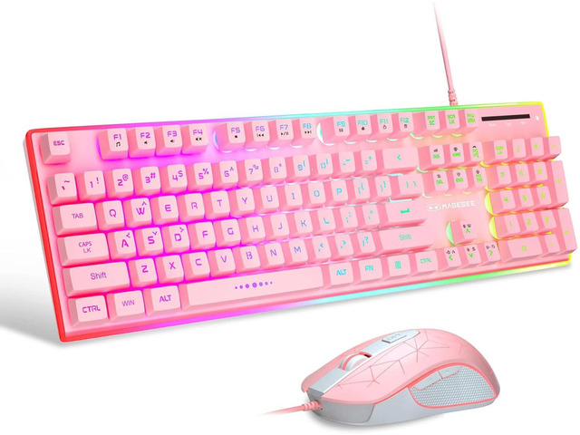 MageGee GT838 Gaming Keyboard and Mouse Combo, 104 Keys RGB Backlit ...