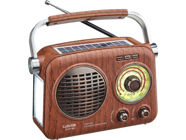 PRUNUS Retro Portable Radio AM FM Shortwave Radio Transistor Battery  Operated Vintage Radio with Bluetooth Speaker, 3-Way/AC Power Sources,AUX  TF Card
