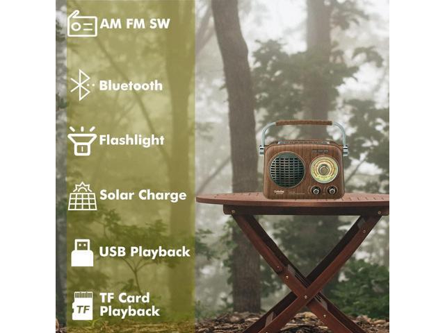 PRUNUS Retro Portable Radio AM FM Shortwave Radio Transistor Battery  Operated Vintage Radio with Bluetooth Speaker, 3-Way/AC Power Sources,AUX  TF Card USB Disk …