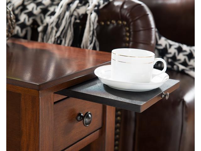 Sutton Side Table With Usb Charging Station In Espresso Newegg Com