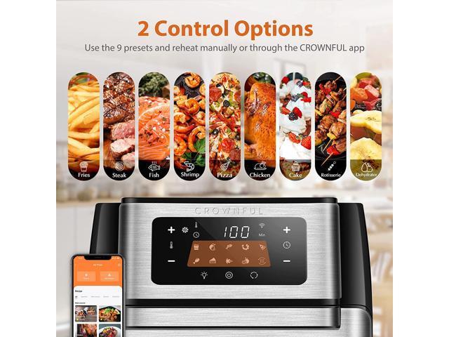 CROWNFUL Smart Air Fryer Toaster Oven Combo, 10.6 Quart WiFi Convection ...