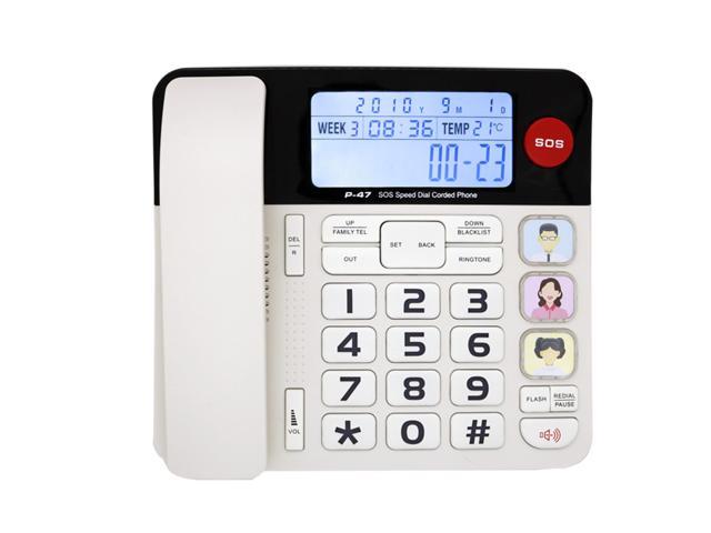 Home Corded Phone,Caller Identification Home Fixed Telephone with 3 Groups Alarm Clock for Family Business