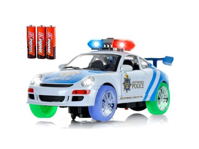 Electric Police Cop Car Kids Toy Flashing Lights & Wheels Sound Bump & Go Action 