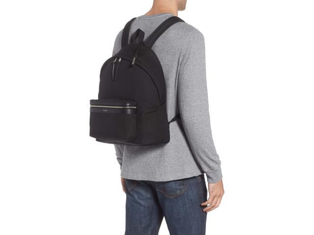 Saint Laurent Navy Blue/Black Leather and Canvas Classic Backpack