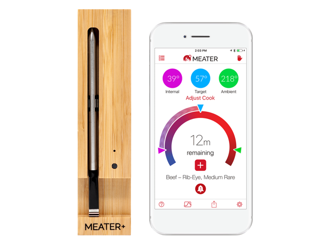 MEATER+ Smart Wireless Meat Thermometer with Internal and Ambient Sensors for Consistent Results Extended Bluetooth Range Edition - Amazon Alexa Compatible