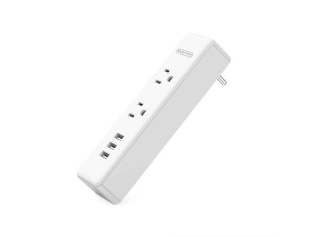1875W Cordless Wall Tap for Nightstand /& Desktop Cube Spacing Charging Station with Switch Control Smart Power Strip Surge Protector with 3 USB Ports and 3 AC Outlets
