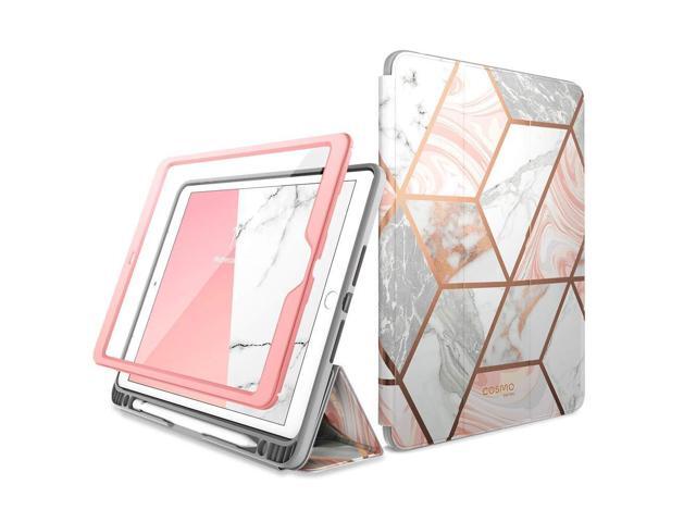 i-Blason Cosmo Case for New iPad 7th Generation, iPad 10.2 2019 Case, Full-Body Trifold with Built-in Screen Protector Protective Smart Cover with Auto Sleep/Wake & Pencil Holder (Marble)