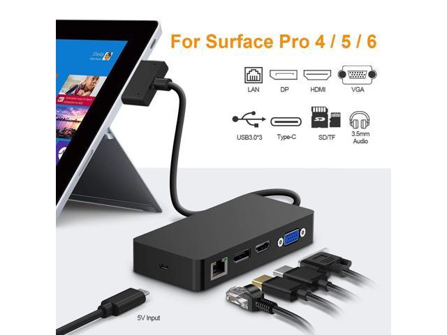3X USB 3.0 Ports Surface Pro Dock for Surface Pro 4/5/6 Hub Docking Station with HDMI Audio Out Port Micro USB Port DP SD/TF Card Reader USB C Sync Port VGA RJ-45 Gigabit Ethernet Port 