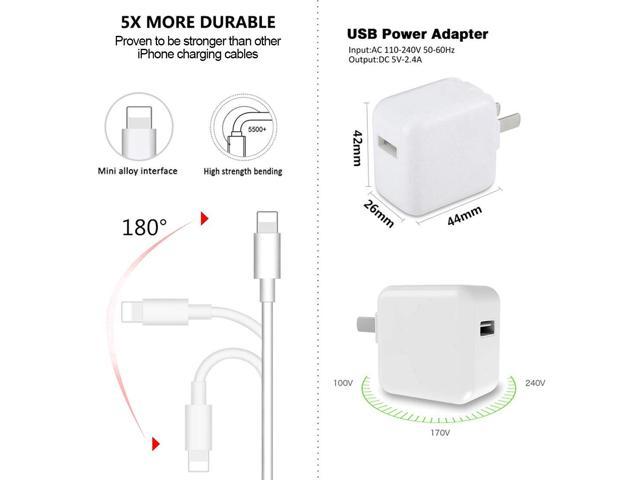 iPhone Charger iPad Charger, 2.4A 12W USB Wall Charger Foldable ...