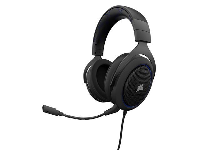 Corsair Hs50 Stereo Gaming Headset Discord Certified Headphones Works With Pc Mac Xbox One Ps4 Nintendo Switch Ios And Android Blue Newegg Com