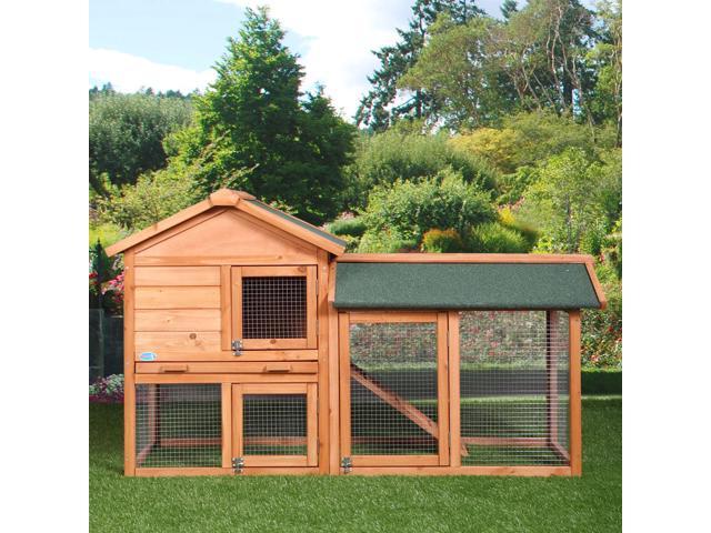 Deluxe 58 Wooden Chicken Coop Hen House Poultry Cage Hutch Built Nesting In Run Neweggcom