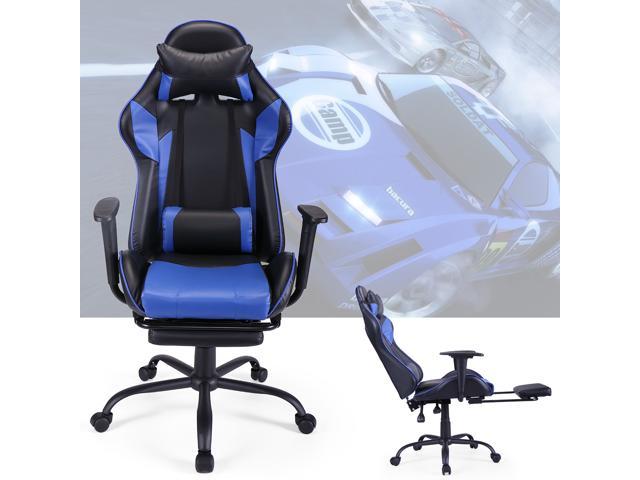 Office Gaming Chair Racing Recliner Bucket Seat Computer Desk Footrest New US