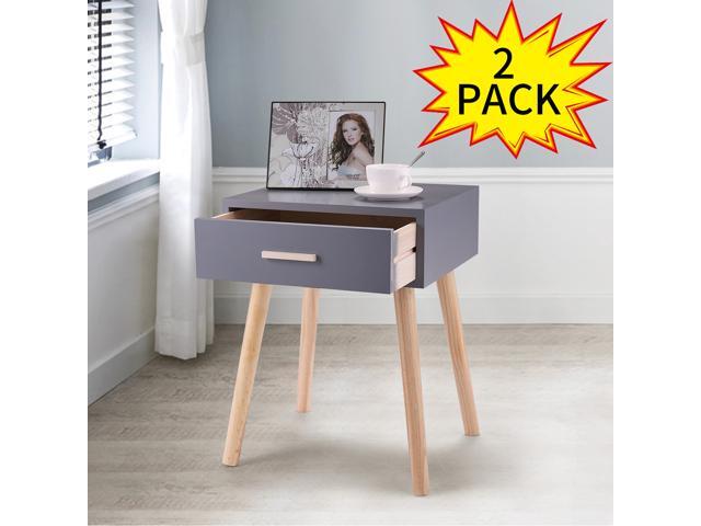 Sofa Bed Side End Table Accent Nightstand Living Room w// Drawer and Wooden Legs