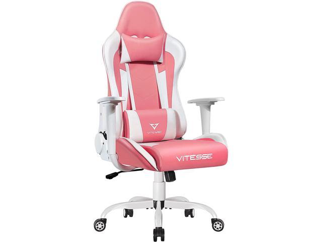 Vitesse Gaming Chair,Pink Gaming Chair for Girl Ergonomic Office Desk Chair Racing Office Chair Adjustable High Back Chair Game Chair Swivel Leather Chair with Lumbar Support and Headrest
