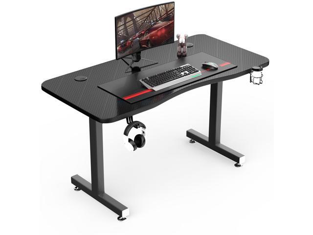 Vitesse 40 inch Gaming Desk, Ergonomic Office PC Computer Desk with Full  Desk Mouse Pad, T-Shaped Gamer Tables Pro with USB Gaming Handle Rack,  Stand Cup Holder&Headphone Hook 