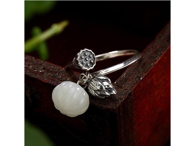 Lotus Flowers Silver Jewelry Opening Ring Finger Rings For Women Lady
