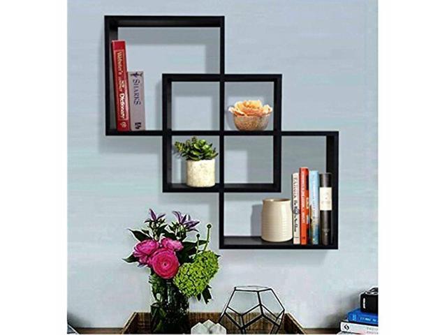 Js Shelving Solution Quadrate Decorative Wall Shelf Black Newegg Com