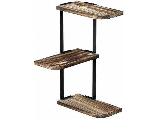 Js Love Kankei Corner Shelf Wall Mount Of 3 Tier Rustic Wood Floating Shelves For Newegg Com