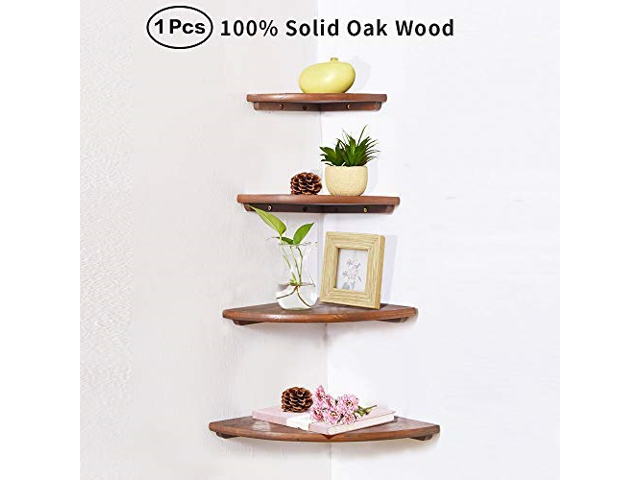 Js Ipetson Wooden Corner Shelf Unit 1 Pcs Round End Oak Wood Hanging Wall Mounted Newegg Com