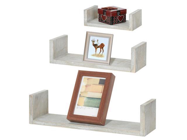 Js Rustic Floating Shelves Wall Mounted Set 3 Torched Farmhouse Storage Paulownia Newegg Com