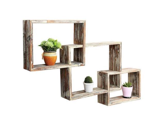 Js Mygift Country Rustic 3 Tier Floating Box Shelves Decorative Wood Wall Mounted Newegg Com