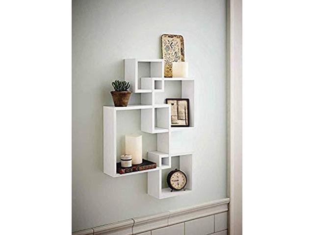 Js Shelving Solution Intersecting Decorative White Color Wall Shelf Set Of 6 2 Newegg Com