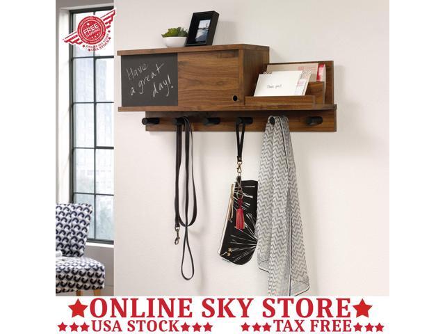 Js Entryway Coat Rack Wall Mount Shelf Organizer Mail Holder Cabinet Chalkboard New Newegg Com