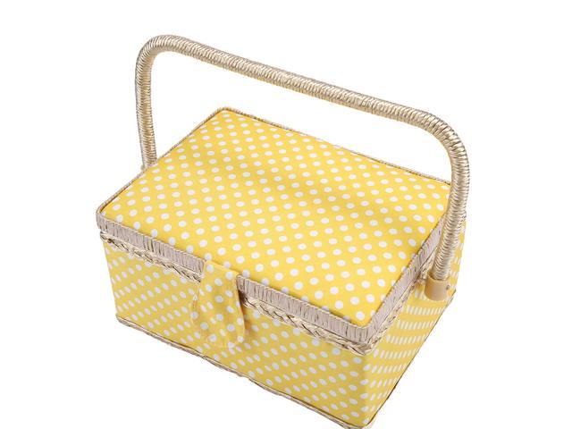 Saxtx Polka Dot Medium Sewing Basket With Tray Include 31 Pcs Sewing Kit Accessories Wooden Storage Organizer Box Fabric Crafts Sewing Accessories Newegg Com