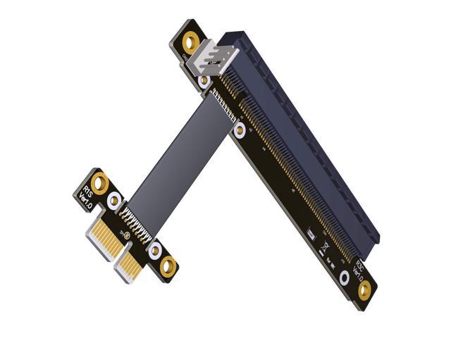 50cm PCI-E Gen3.0 1x to 16x Riser Cable PCI-Express PCI-E X16 Extender Right Angled Elbow Design (50cm, Black)