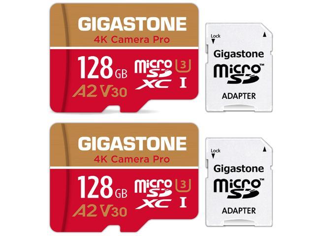 Gigastone 128GB 2-Pack Micro SD Card, 4K Video Recording for GoPro, Action Camera, DJI, Drone, Nintendo-Switch, R/W up to 100/50 MB/s MicroSDXC Memory Card UHS-I U3 A2 V30 [5-Yrs Free Data Recovery]