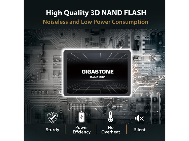 Gigastone 512 GB SATA SSD – 2,5 Zoll, Bis Zu 530 MB/s – Kompatibel Mit Laptop & PC (inkl. 3 Jahre Garantie)