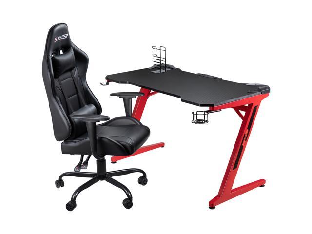 Homall Gaming Chair Gaming Desk Set Ergonomic Design Height Adjustable Pu Leather Swivel Office Chair Gaming Table With Storage For Headphone Cup Newegg Com