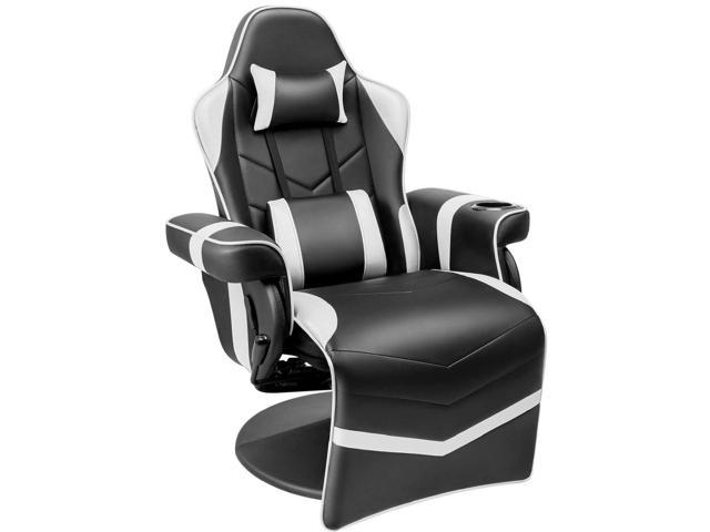 Homall Computer Racing Style Pu Leather Ergonomic Adjusted Reclining Video Gaming Single Sofa Chair with Footrest Headrest and Lumbar Support Black