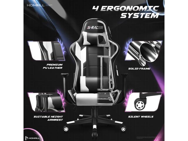 Gaming Chair High Elastic with Waist Pillow and Headrest Silent Universal Wheel 
