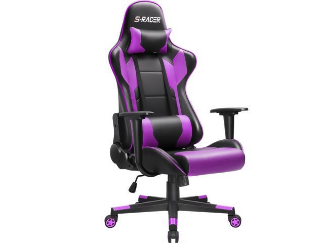 Homall High Gaming Chair Chair Executive Leather Computer Chair Ergonomic Adjustable Swivel Desk Chair with Headrest and Support (Purple) - Newegg.com