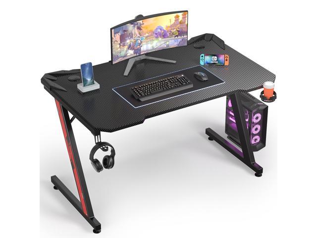 55" Gaming Computer Desk Home Office Gaming Table w/ PC stand Shelf Cup Hole US 