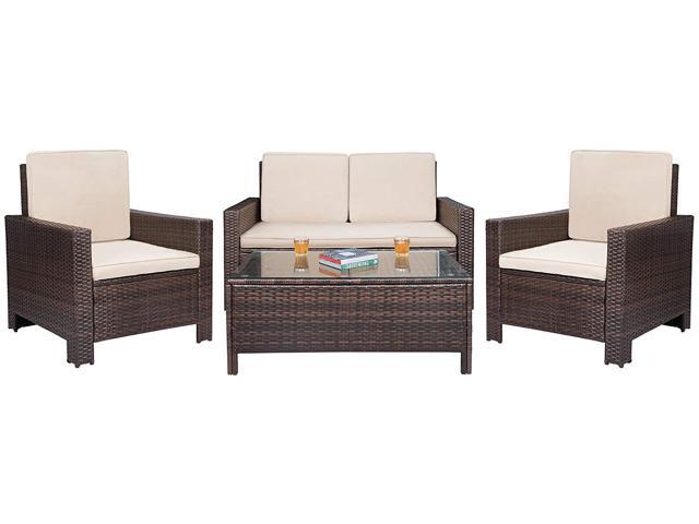 Homall 4 Pieces Outdoor Patio Furniture, Outdoor Deck Furniture Sets