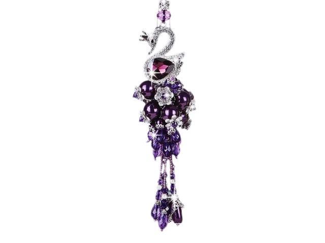 Fashion Car Rearview Mirror Purple Crystal Swan Hanging Interior Accessories Newegg Com
