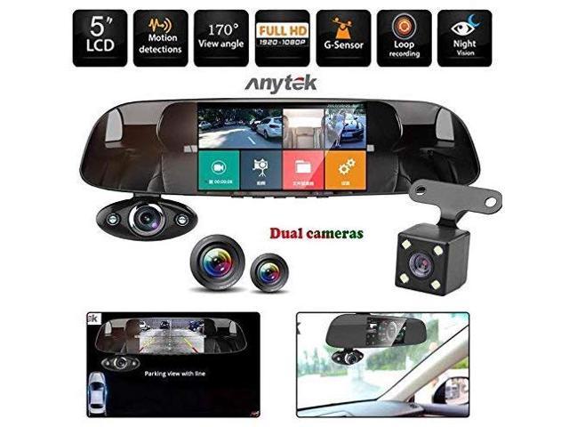 Anytek@Car dash Cam B33 16GB TF Card Car Tachograph 5 Inch HD 1080P Car DVR Camera Dual Way 170 Degree G-sensor Recorder Supper Night Vision Dash Cam Camera 