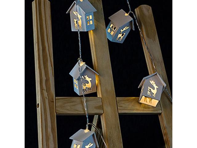 10 LED Wooden Deer House Battery Op String Fairy Lights Rustic Home Decor U.S. 