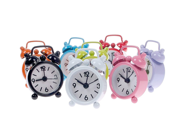 New Home Outdoor Portable Cute Mini Cartoon Dial Number Round Desk Alarm Clock Random Color